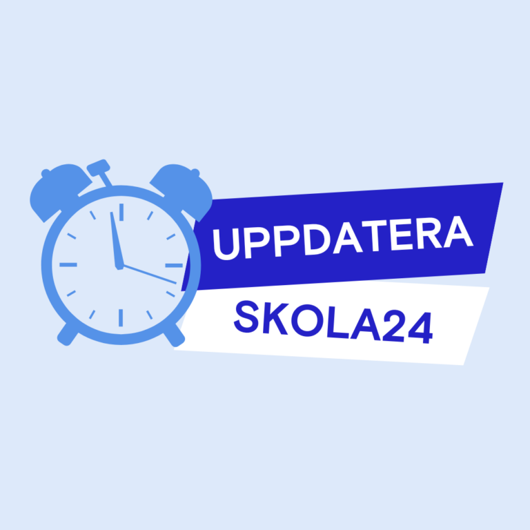 grafisk bild med väckarlklocka och texten "uppdatera skola24"