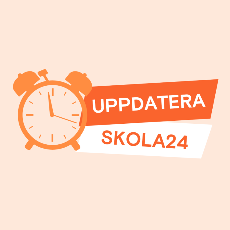 grafisk bild med väckarklocka och texten "Uppdatera skola24"